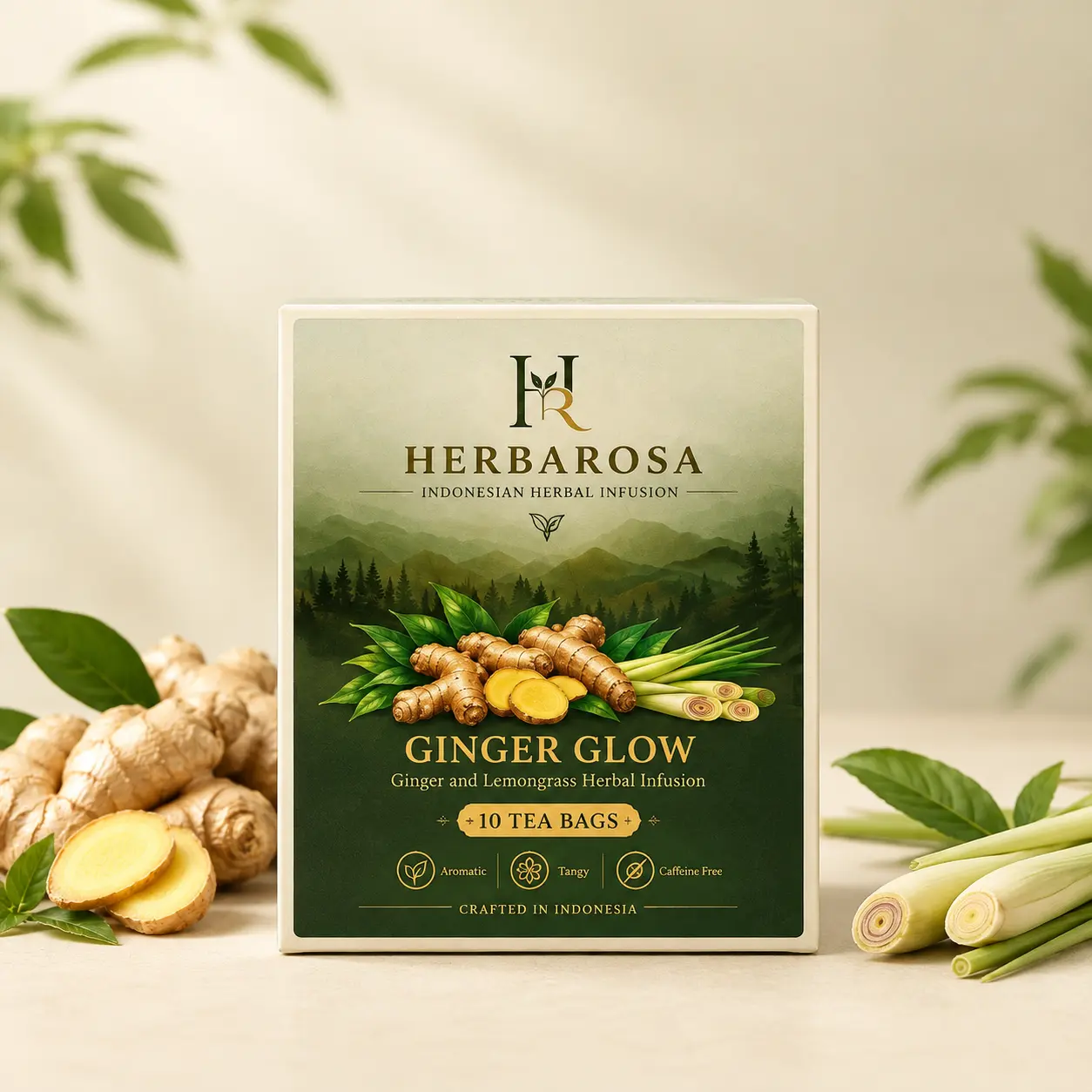 Ginger Glow HERBAROSA herbal infusion packaging